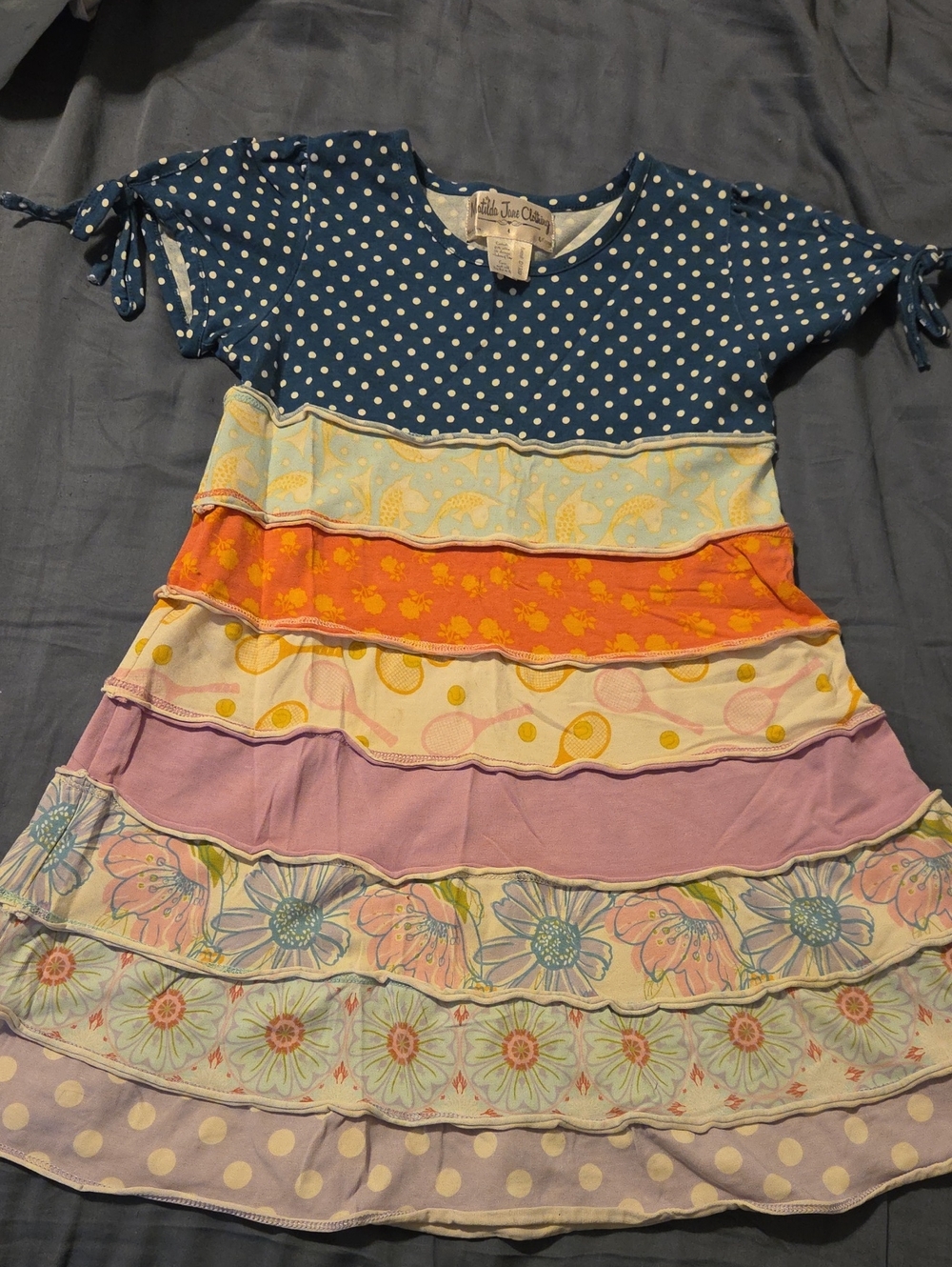 Matilda Jane Girls' Multicolor Tiered Polka Dot Dress - Blue & Pastel
